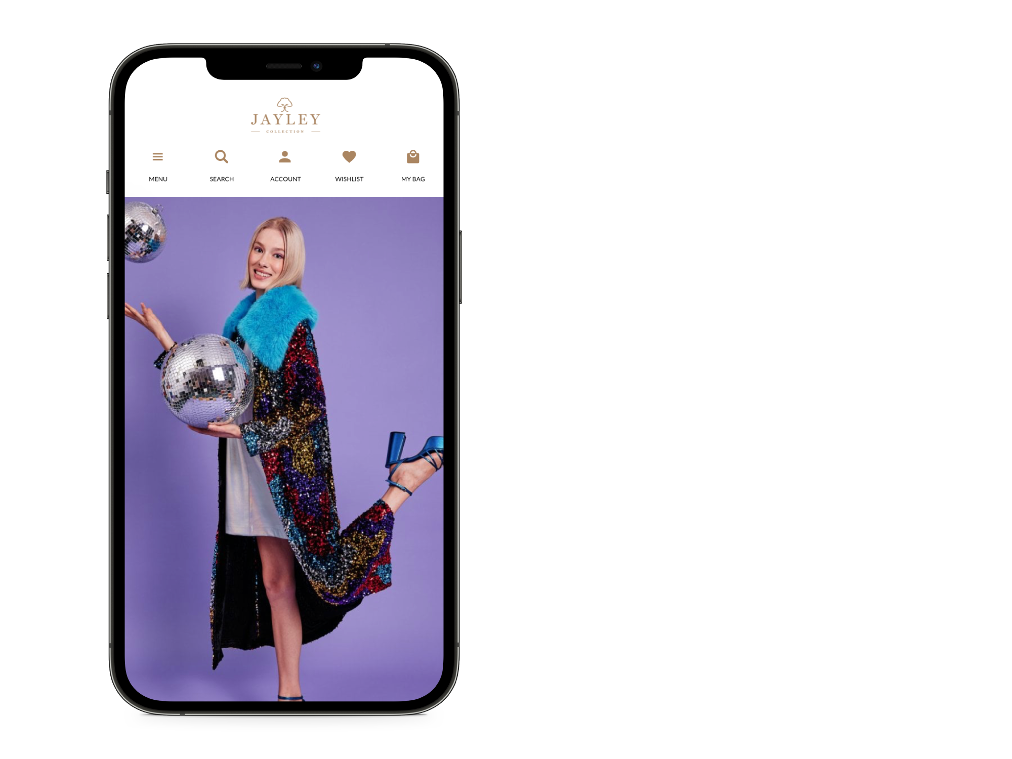 Mobile screen with Jayley's website