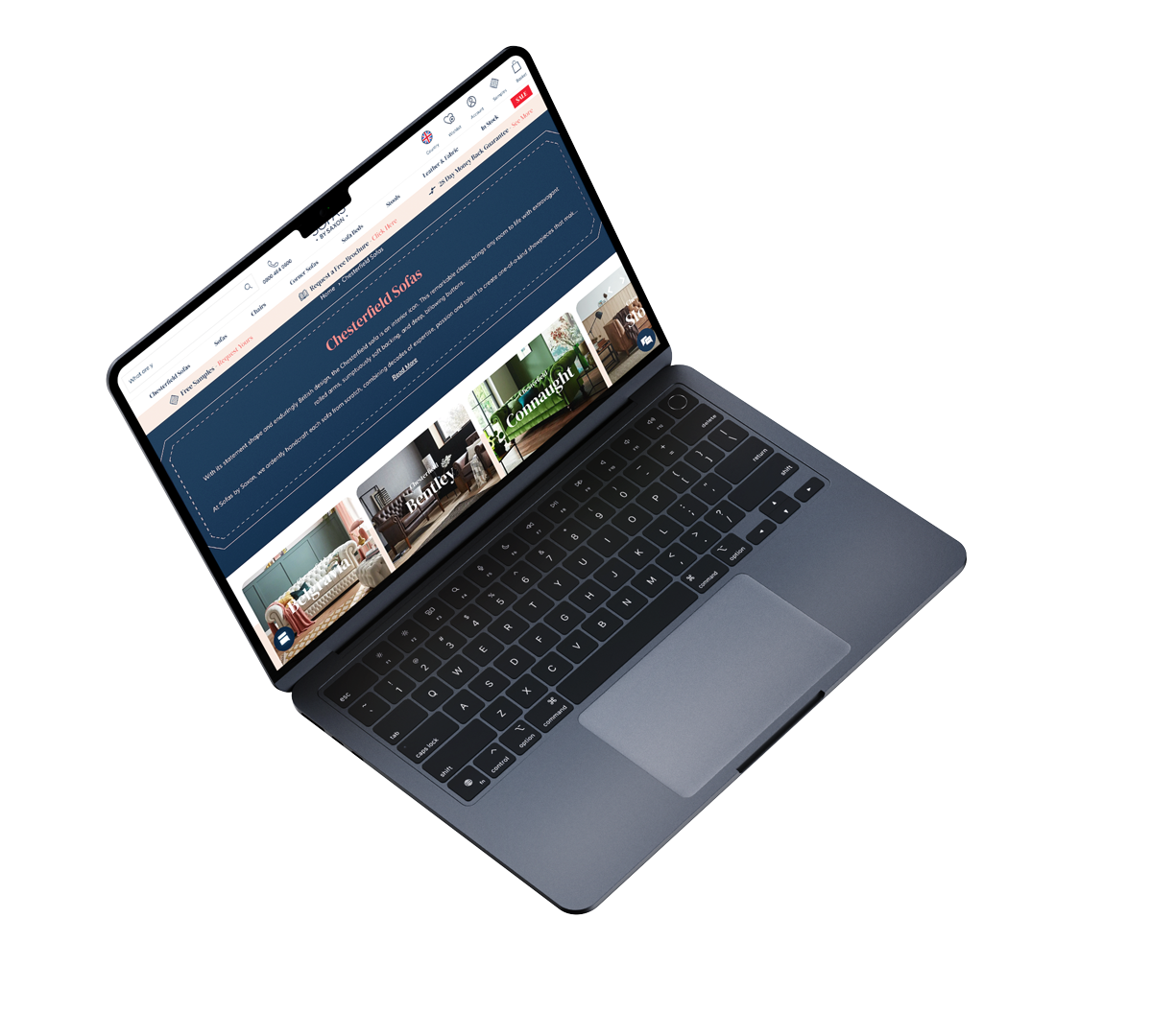 Laptop screen with Saxon's website