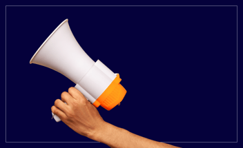 Hand held speaker representing an announcement