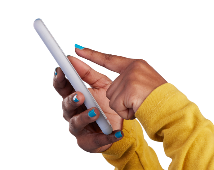 Someone holding a phone scrolling through social media 