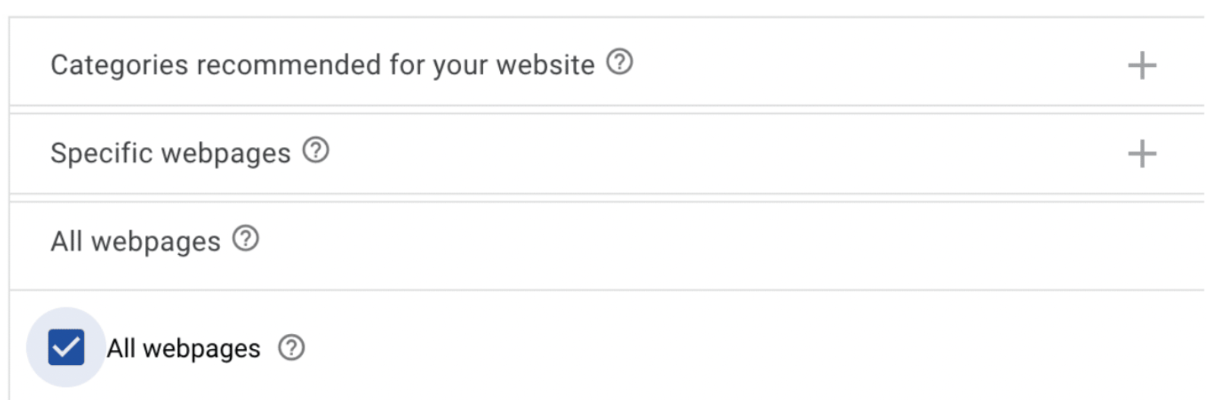 webpage options